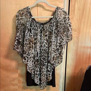 Cocomo Black and White Asymmetrical Dolman Sleeve Blouse